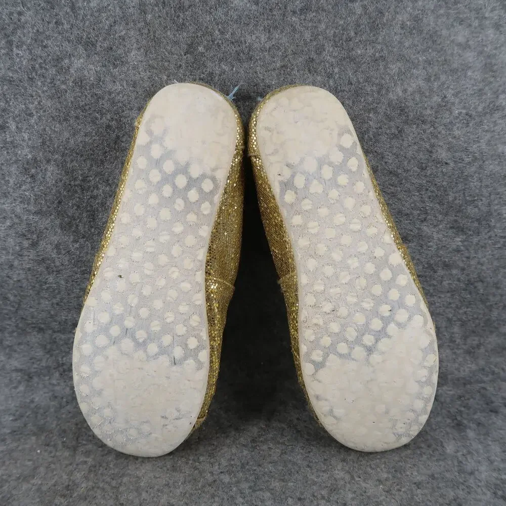 Toms Shoes Kids 1 Slip On Flats Casual Glitter Comfort Gold Metallic Youth Girls